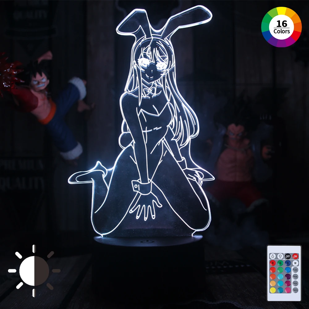 

Acrylic 3d anime lamp anime SakurajimaMai nightlights lamp figurine lighting for bedroom cartoon light home decor lamp gift