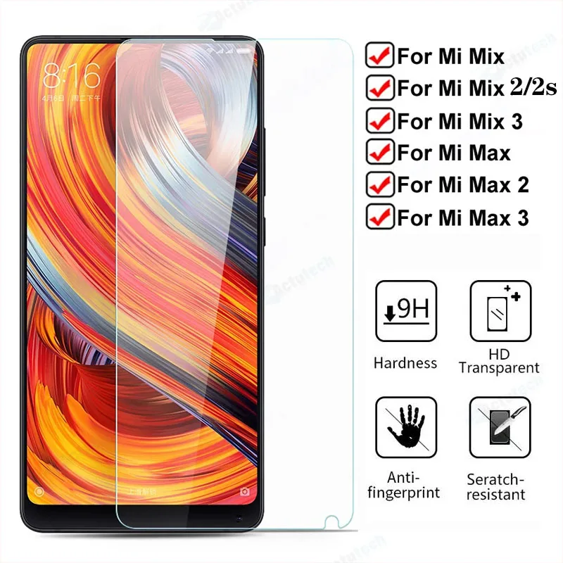 

Actutech 9H HD Tempered Glass Screen Protector for Xiaomi Mi Mix 3 2S 2 Max 3 Toughed Protective Glass on Xiaomi Mi max 2