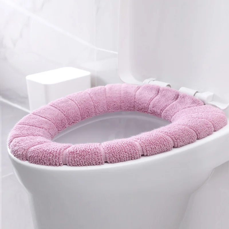 

1PC Washable Toilet Seat Cover Universal O Warm Soft Restroom Bathroom Accessorie Toilet Lid Cover Accessories Comfortable Pads