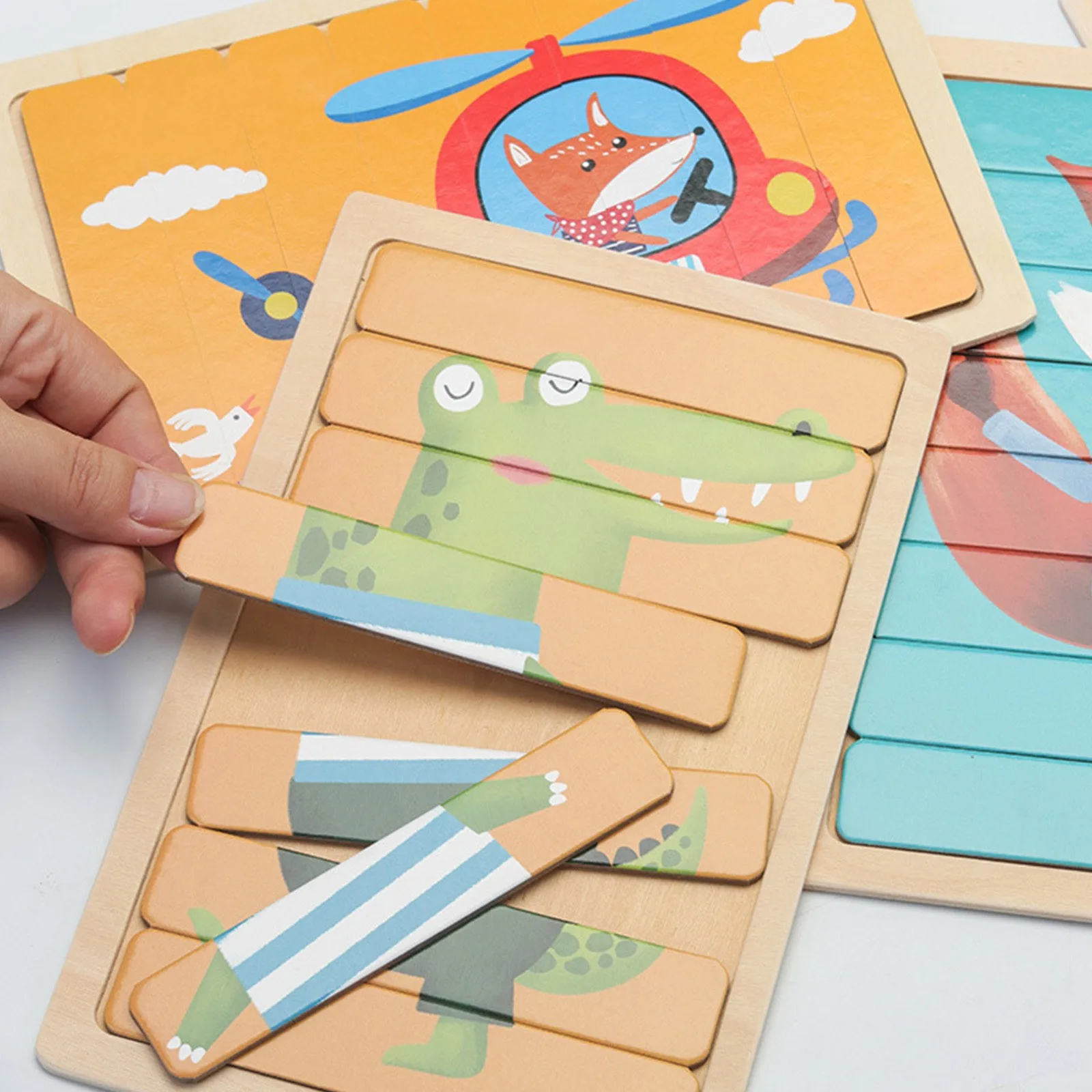 

Animal Wooden Puzzle Pattern Block Classification And Stacking Toys Nail Puzzle Kingergarden Art Craft DIY Educational Toys