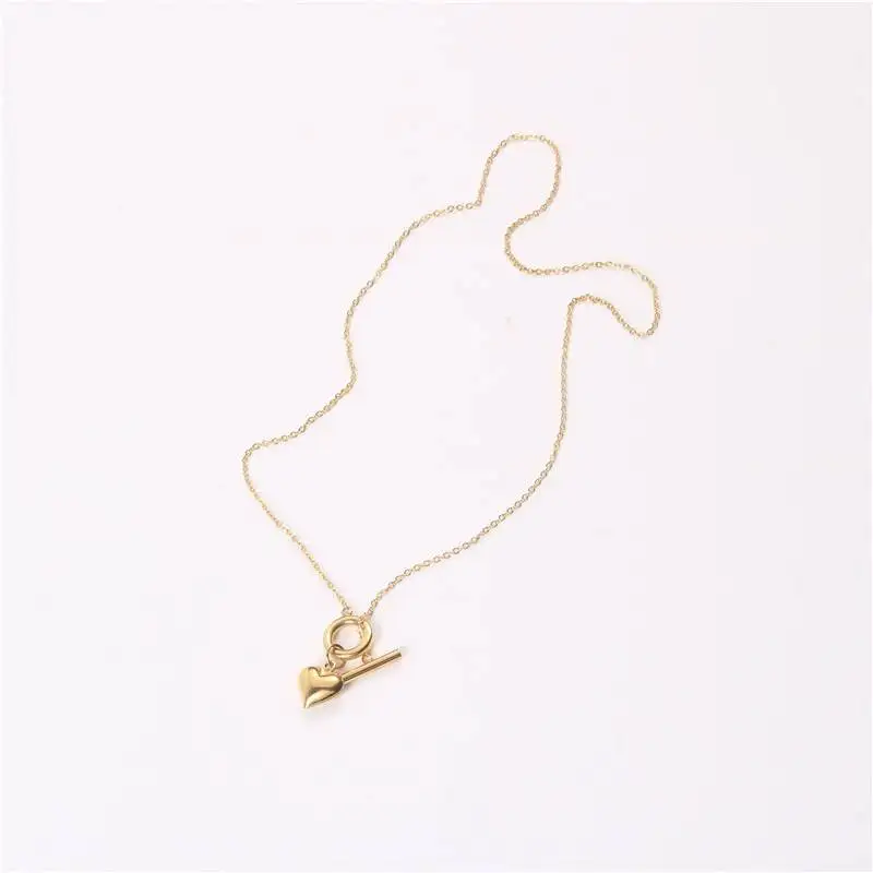 

Trendy Brief Golden Heart Necklace Titanium Steel Necklace Choker Necklace for Women Accessories Fashion Jewellery