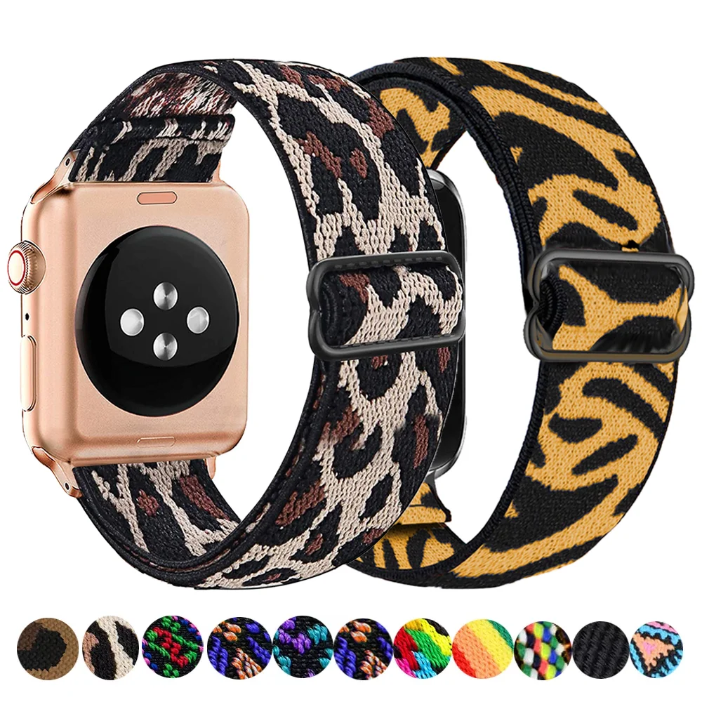 Nylon solo Loop Strap for Apple watch band 44mm 40mm 38mm 42mm Adjustable Elastic Scrunchie bracelet correa iWatch 2 3 4 5 6 se