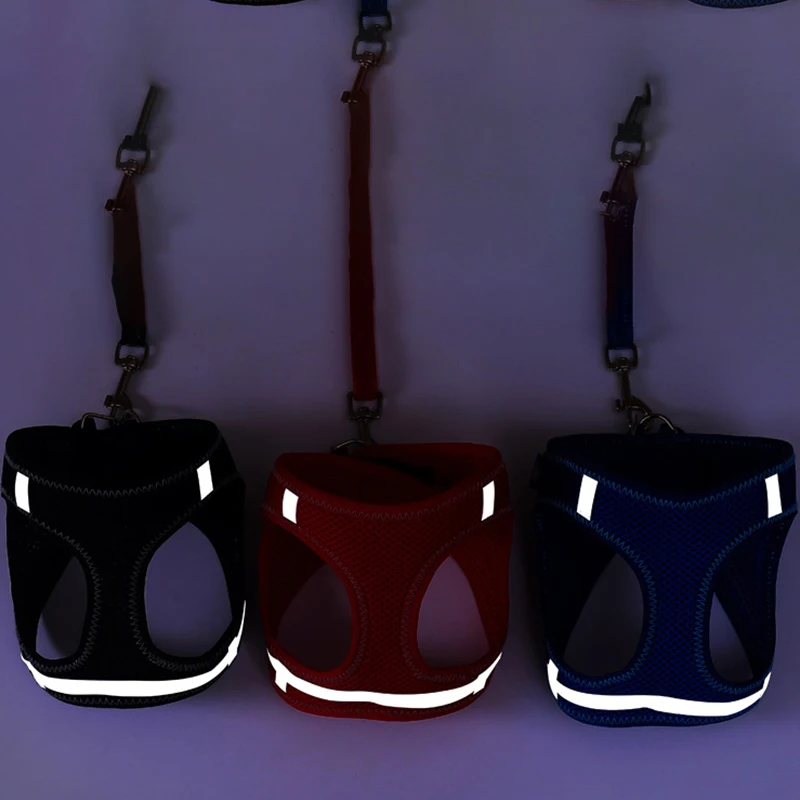 Светоотражающая шлейка для собак нагрудный ремень регулируемый поводок
