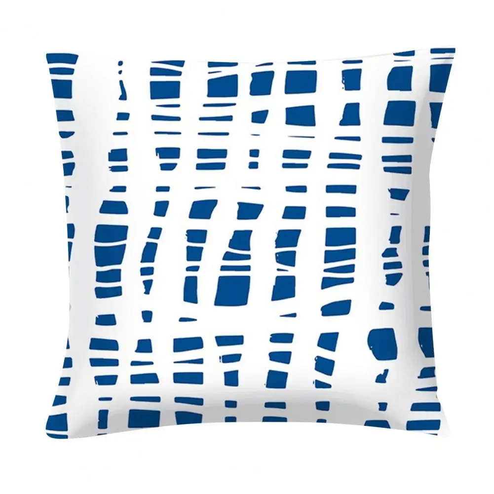 

Pillow Case Blue Geometric Printed Throw Square Pillow Cover Sofa Chair Cushion Pillowcase Pillow Case Home Textile Home Garden