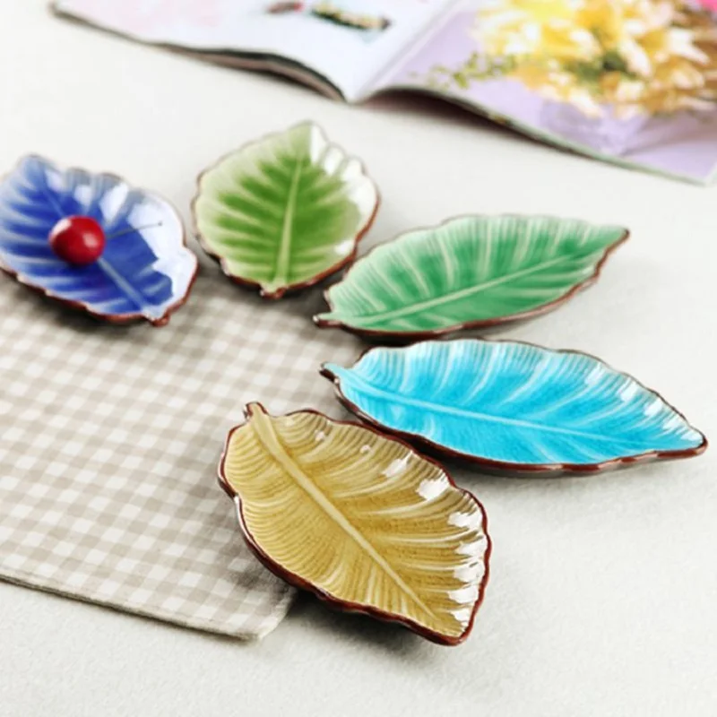 (2 шт.) блюдо с банановыми листьями керамическая тарелка глазурованные блюда для