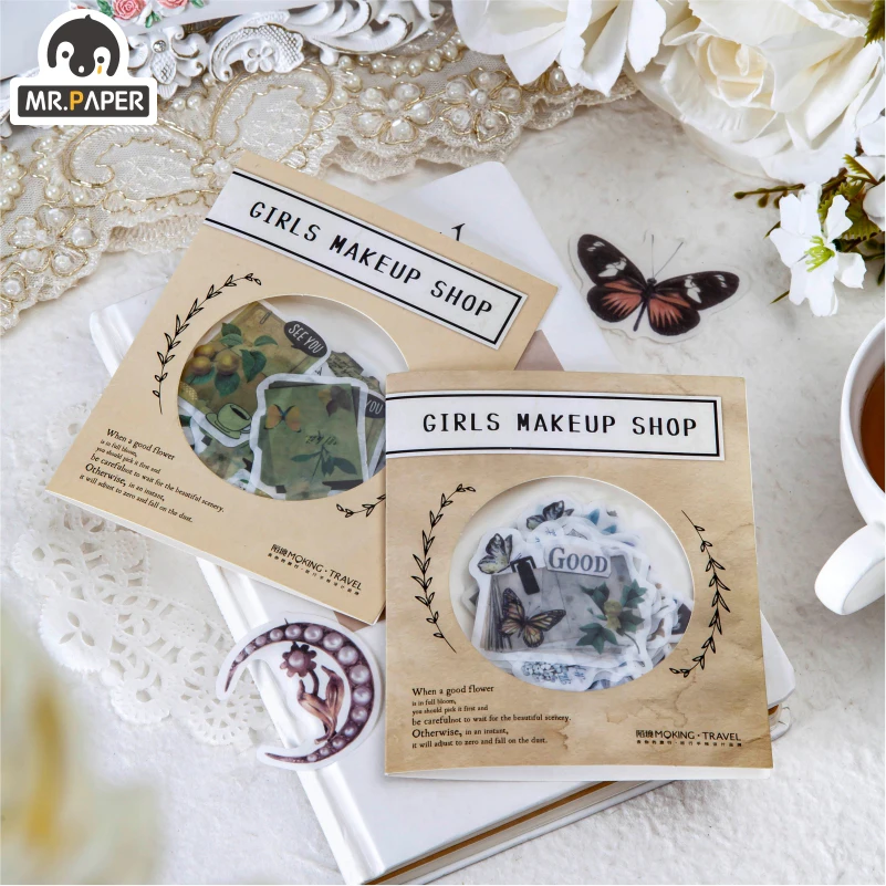 

Mr.paper 8 Designs 50 Pcs/bag Vintage Rerto Style Girl Makeup Workshop Series Creative Hand Account Decor DIY Collage Material