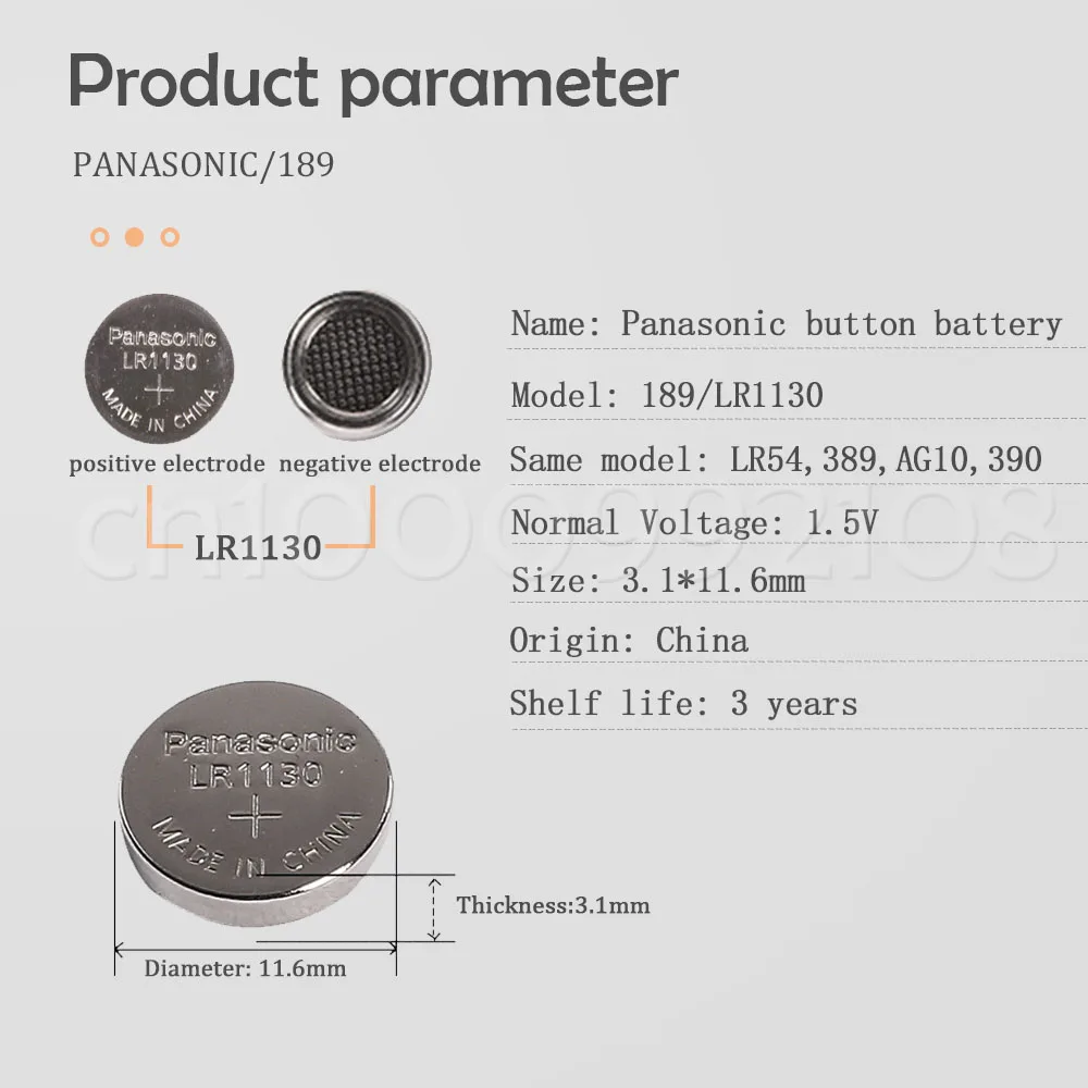 Щелочные батарейки Panasonic 189 1 5 в 2 шт. AG10 LR1130 389 LR54 SR54 SR1130W кнопочные | Электроника