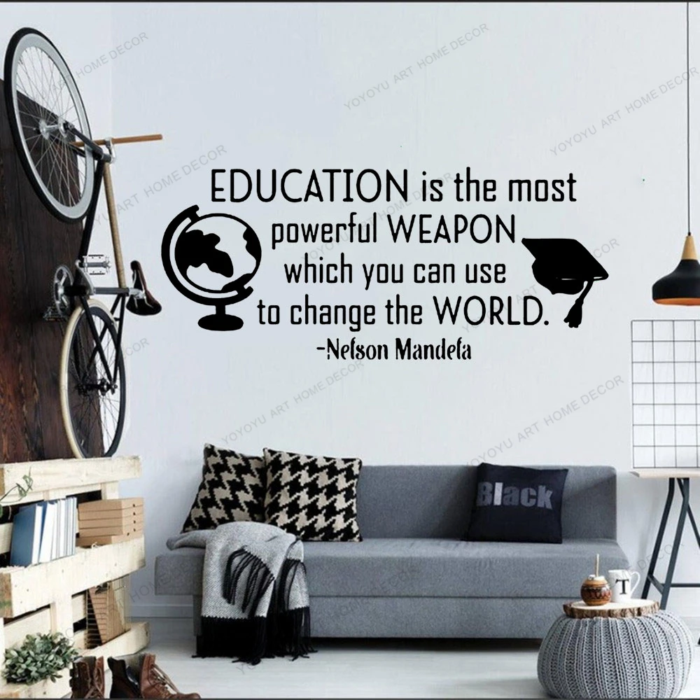 

Education Is The Most Powerful Weapon Removable Vinyl Wall Decals Classroom School Decor Inspirational Wall Decal Quote CX1499