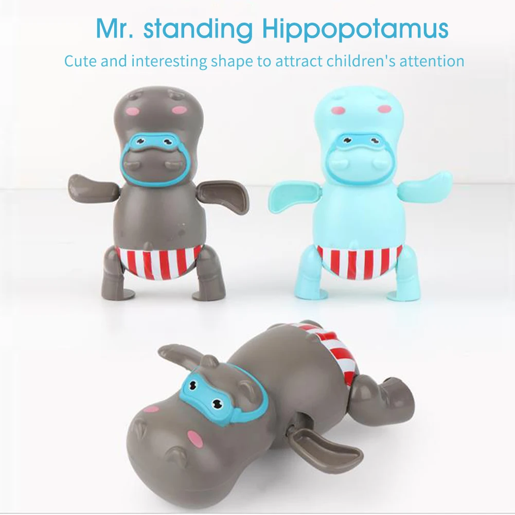 

Pool Home Bathroom Shower Cartoon Animal Children Gift Colorful ABS Kids Bath Toy Clockwork Swimming Hippopotamus Bear Floating