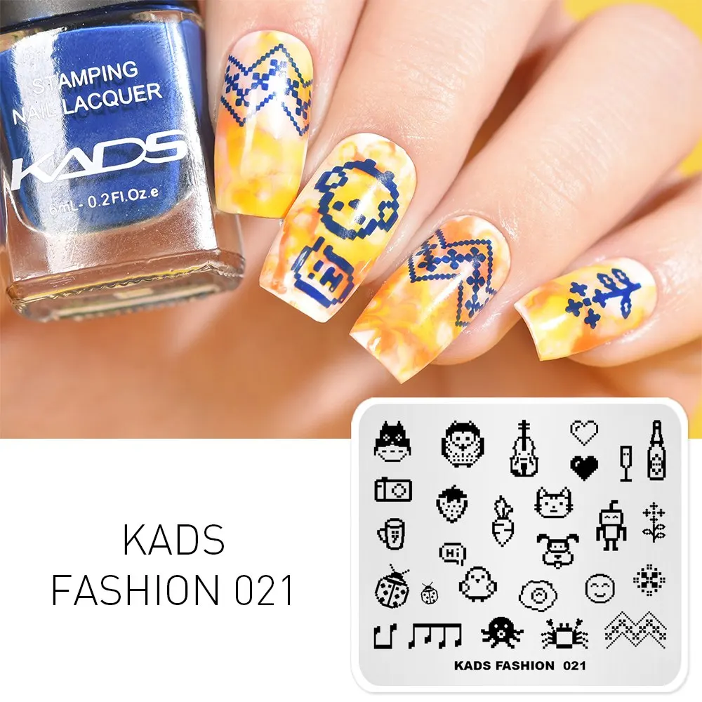 Fashion 021 KADS 17 выбор дизайна с модным цветочным пластины для стемпинга ногтей Новое поступление дизайн ногтей шаблон для маникюра пластины для стемпинга и нейл-арта - Цвет: Fashion 021