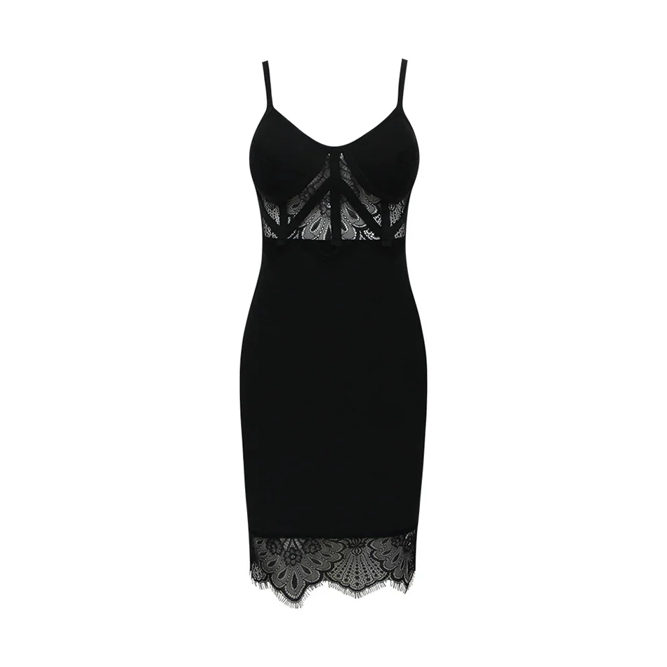 

2021 New Summer Ladies Spaghetti Lace Mini Bandage Dress Sexy Bodycon Elegant Club Party Dress Vestidos