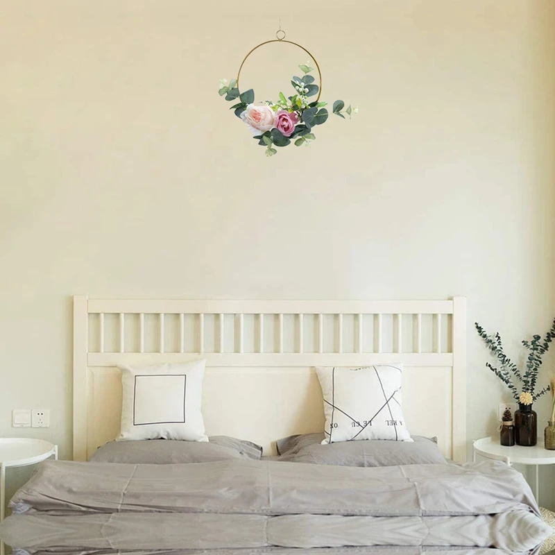 

Floral Hoop Wreath Garland Artificial Rose for Nursery Wall Decor