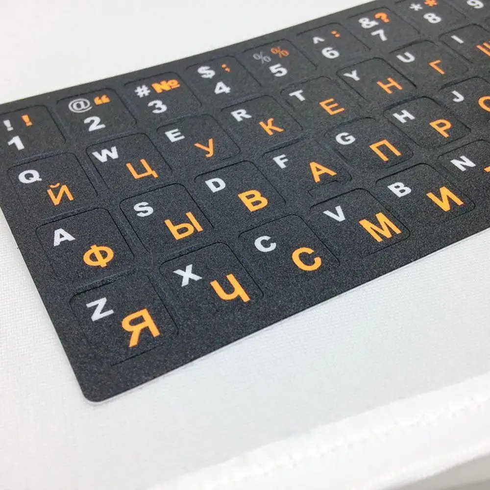 

Russian Computer Keyboard Movie Notebook Stickers White Desktop Orange Membrane Layout Pvc and Letters Alphabet Port