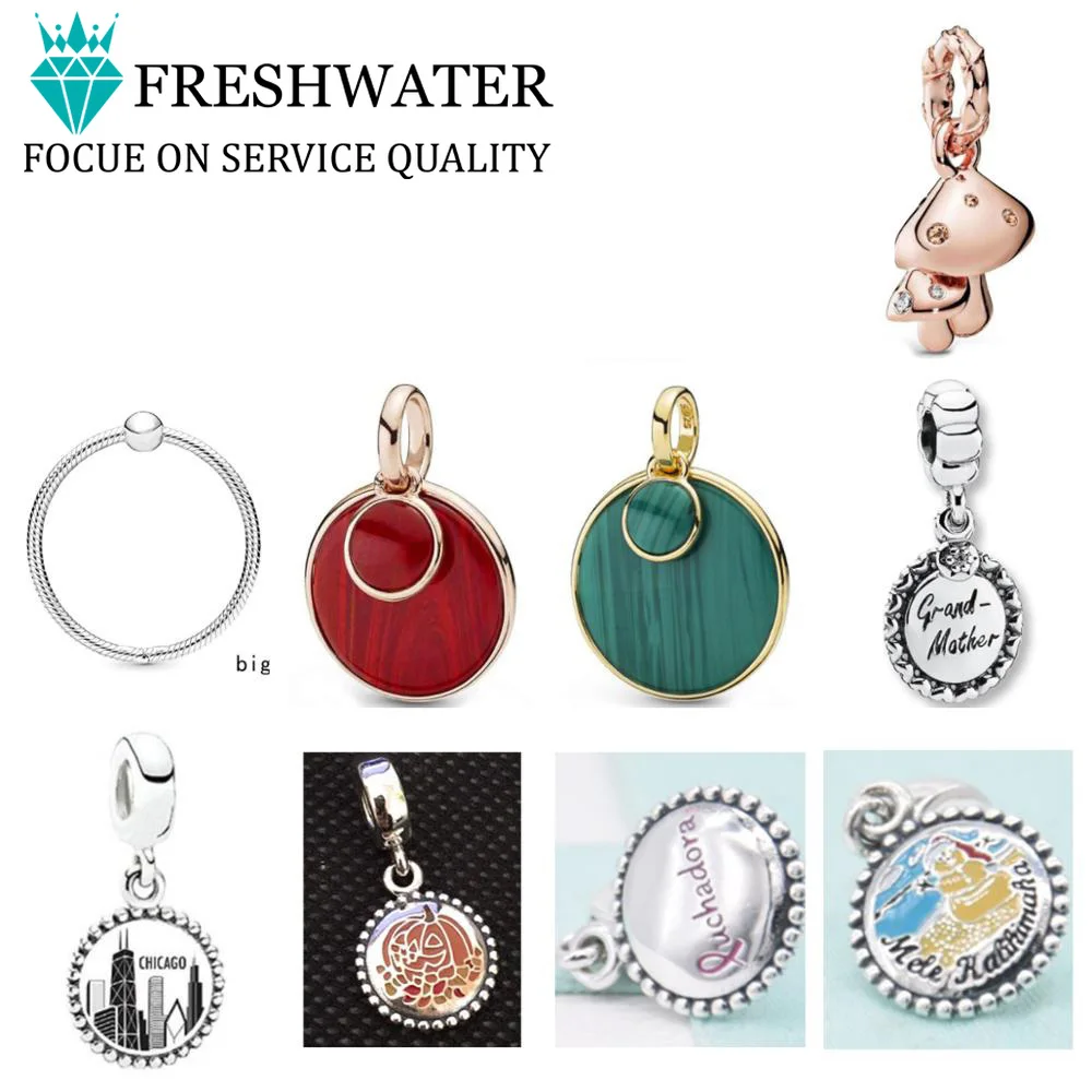 

925 Sterling Silver Spring New Charm Pendant with DIY Bracelet Necklace Jewelry Gift Carving Suitable for Women