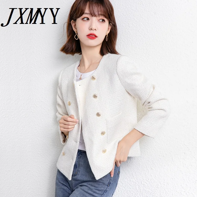 

JXMYY Small Fragrance Jacket Female Spring And Autumn Fashion Loose Design Elegant Temperament Top All-Match Ins Tide Cardigan