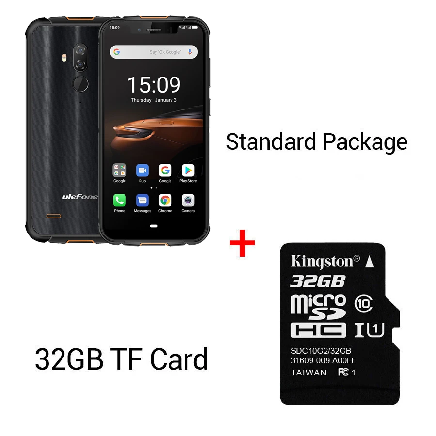 Ulefone Armor 5S 5,85 ''водонепроницаемый IP68 NFC прочный MT6763 Otca-core Android 9,0 4 Гб+ 64 Гб Беспроводная зарядка 4G LTE мобильный телефон - Цвет: Black N 32GB Card