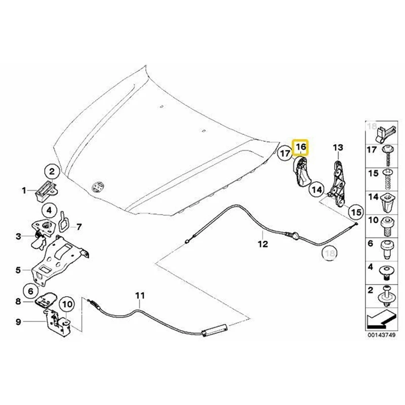 Рукоятка Рычага выключения капота 51237058117 для-BMW 328I 335I 330Xi 335D 2007 2008 2009 2010 2011 2012 2013 |