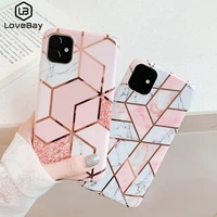 lovebay geometric marble texture phone case for iphone se 12 mimi pro x xr xs max 11 pro max soft imd for iphone 6 6s 7 8 plus
