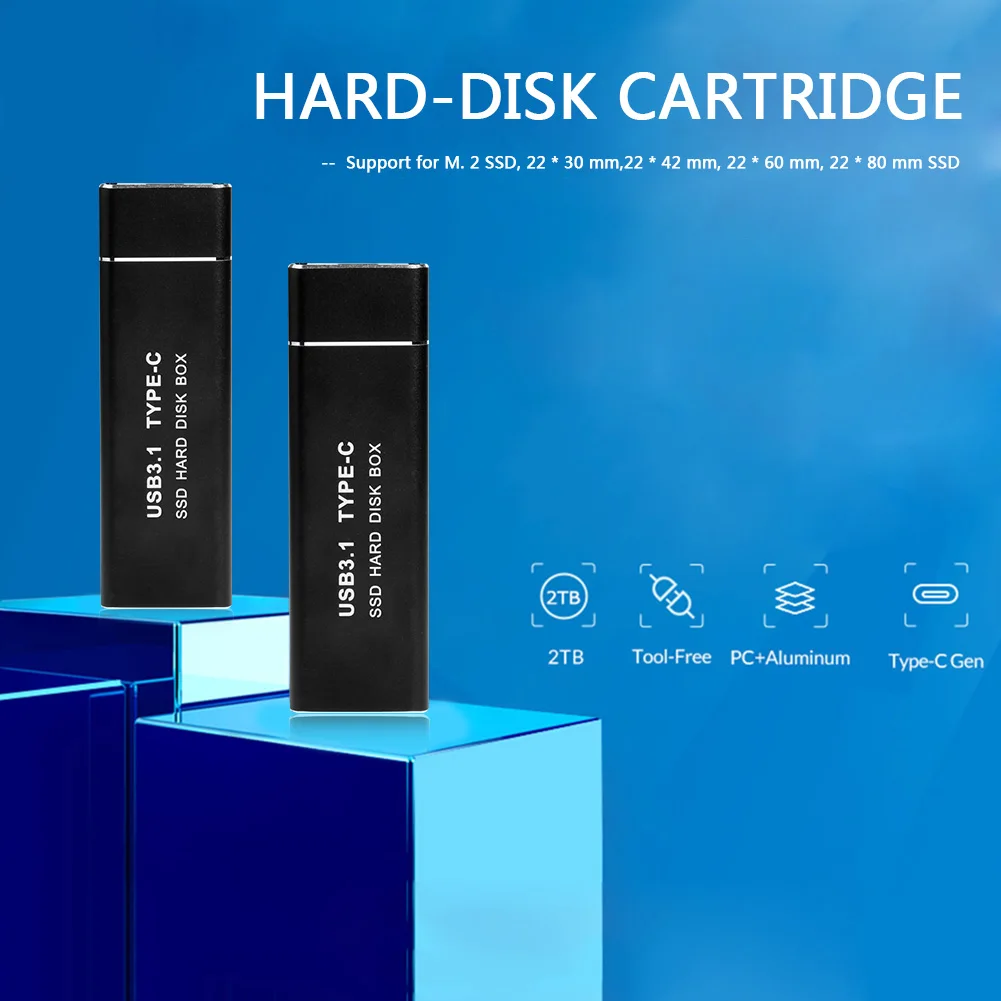 10 Гбит/с USB Type C M.2 SSD Внешний корпус коробка NVME PCIE NGFF SATA M/B Ключ жесткий диск