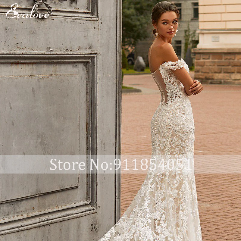 EVALOVE романтическое свадебное платье с милой горловиной пуговицами и юбкой-годе