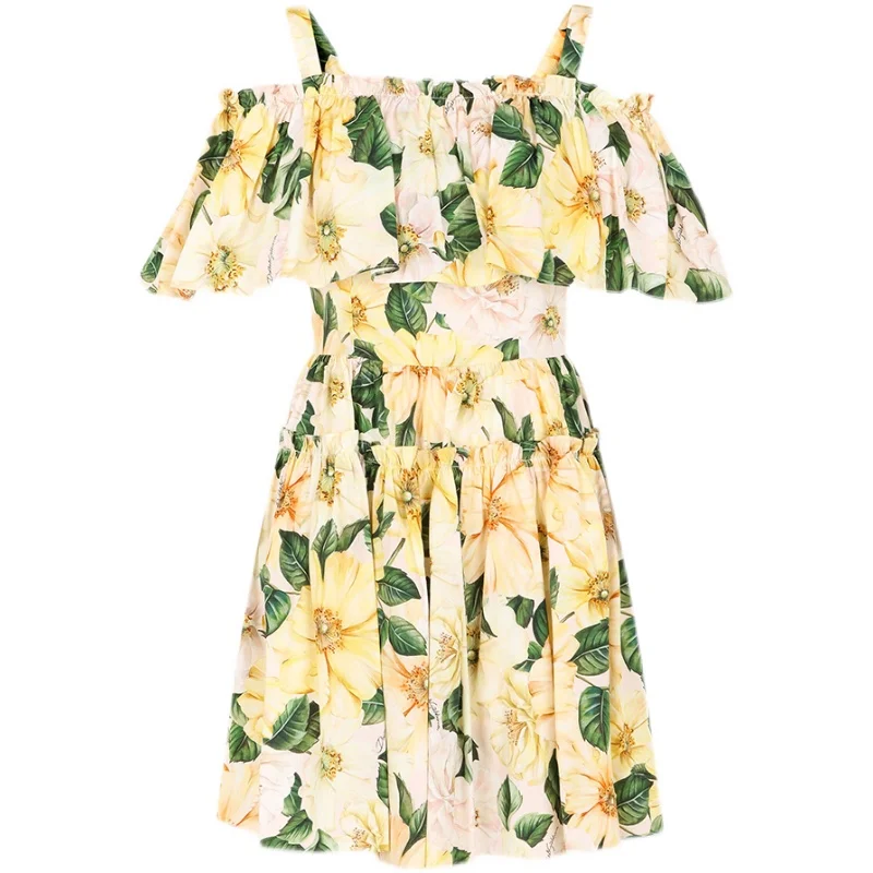 

COIGARSAM Women Mini dress Spring Summer Spaghetti Strap High Waist Dresses Yellow 346