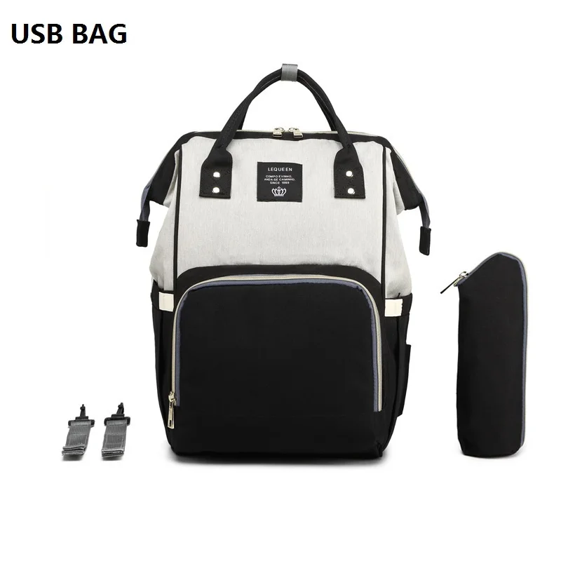 usb bag USB Mommy Bag Diaper Large Capacity baby bag travel Nappy diaper backpack waterproof anti-loss maternity bag handbags for moms - Цвет: usb bag