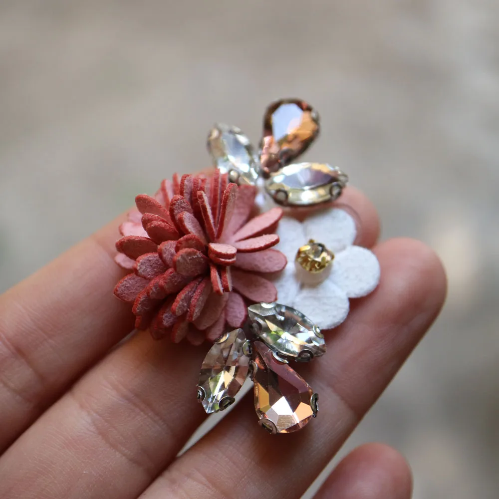 3pcs/lot flower beaded appliques patches for clothing DIY iron on rhinestone Embroidery parches bordados para ropa | Дом и сад