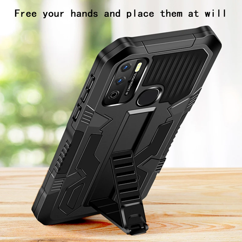 shockproof phone case for infinix hot 9play 10play 11play strong anti fall kickstand protective cover for infinix note 7 lite free global shipping