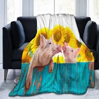 pink pig sunflower flannel blanket doft snd warm bedroom bed linen living room sofa towel men and women cchildren gifts 6080 in