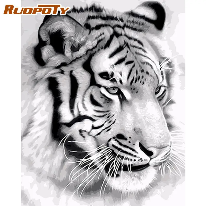 RUOPOTY Краски по номерам Тигр DIY картина маслом ing Животные на холсте цифровой