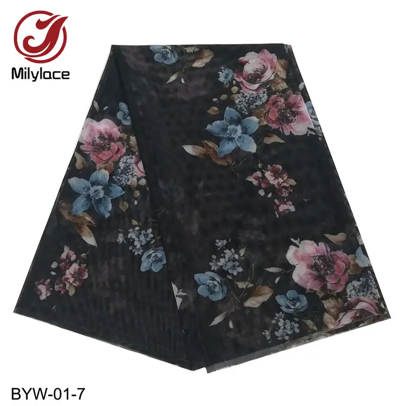 BYW-01-7 Milylace дизайн 40D эластичная сетчатая кружевная ткань с модным принтом эластичная Корейская кружевная ткань спандекс для одежды платья BYW-01 - Цвет: BYW-01-7