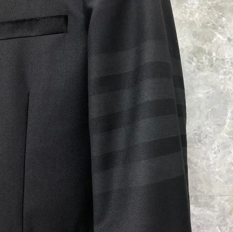 

Fashion TB 2021 THOM Brand Formal Blazer Men Clothing Casual Suit Men's Jacket Spring Single Breasted Striped Black Wool Coat
