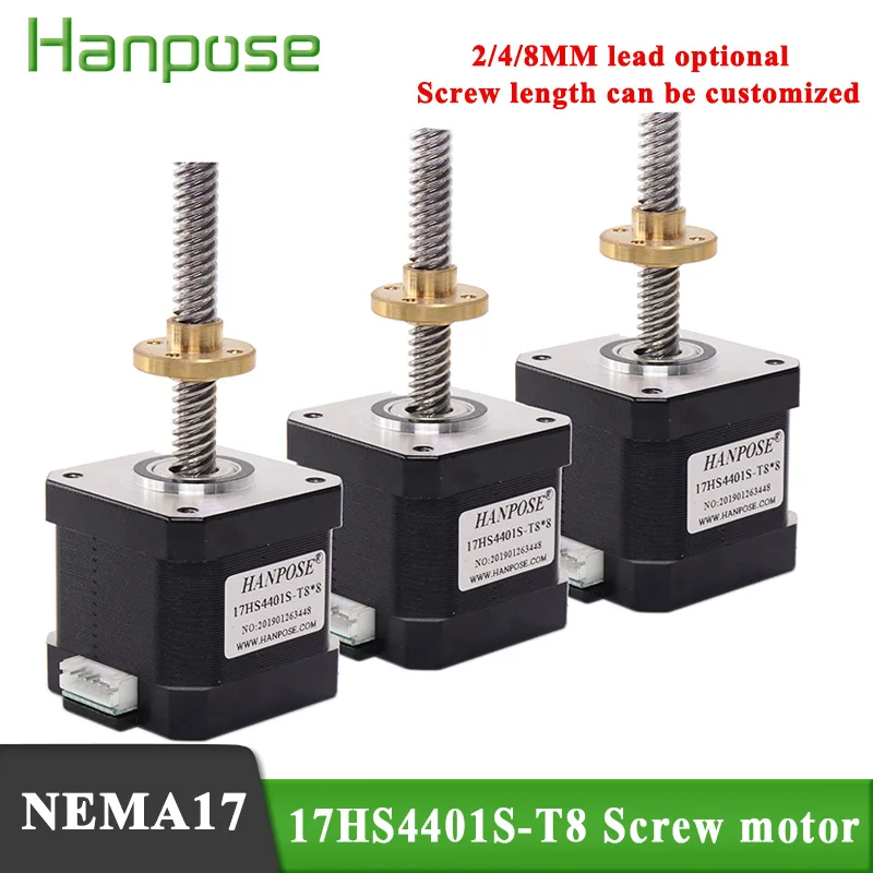 

3PCS NEMA17 stepper motor L310mm 17HS4401S-T8 screw 42x40 4 wires 1.7A 40N.cm stepping motor For 3D Printer Monitor Equipment