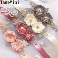 janevini elegant handmade flowers rhinestone belt on ribbon pearls wedding belt crystal bridal belt satin sash for wedding dress