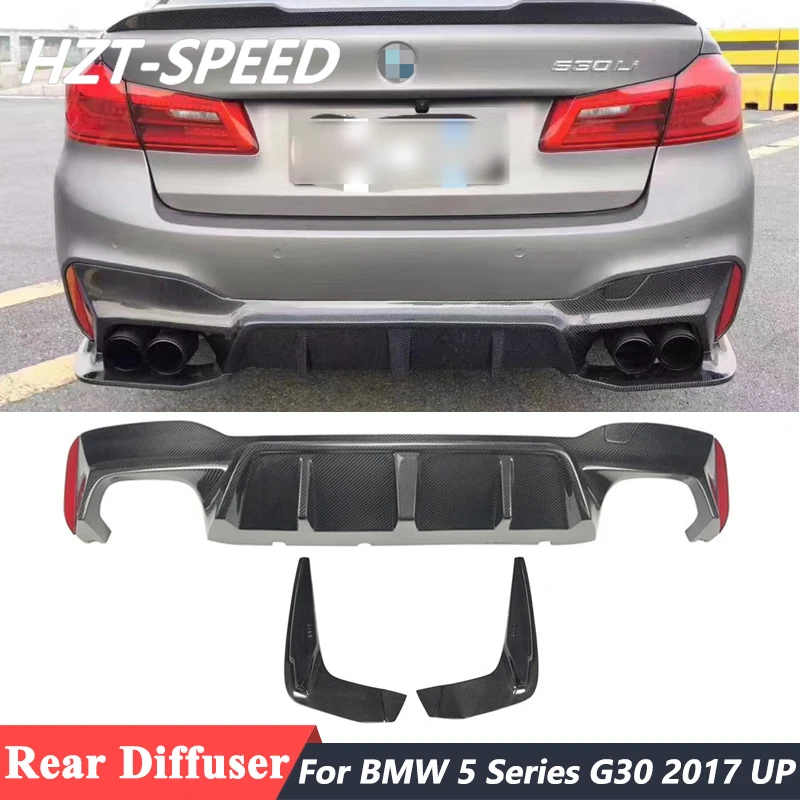 

3D Type Carbon Fiber Rear Bumper Lip Spoiler Diffuser With Aprons For BMW 5 Series G30 G31 MT Sport Car Body Kit M5 F90 2017 Up