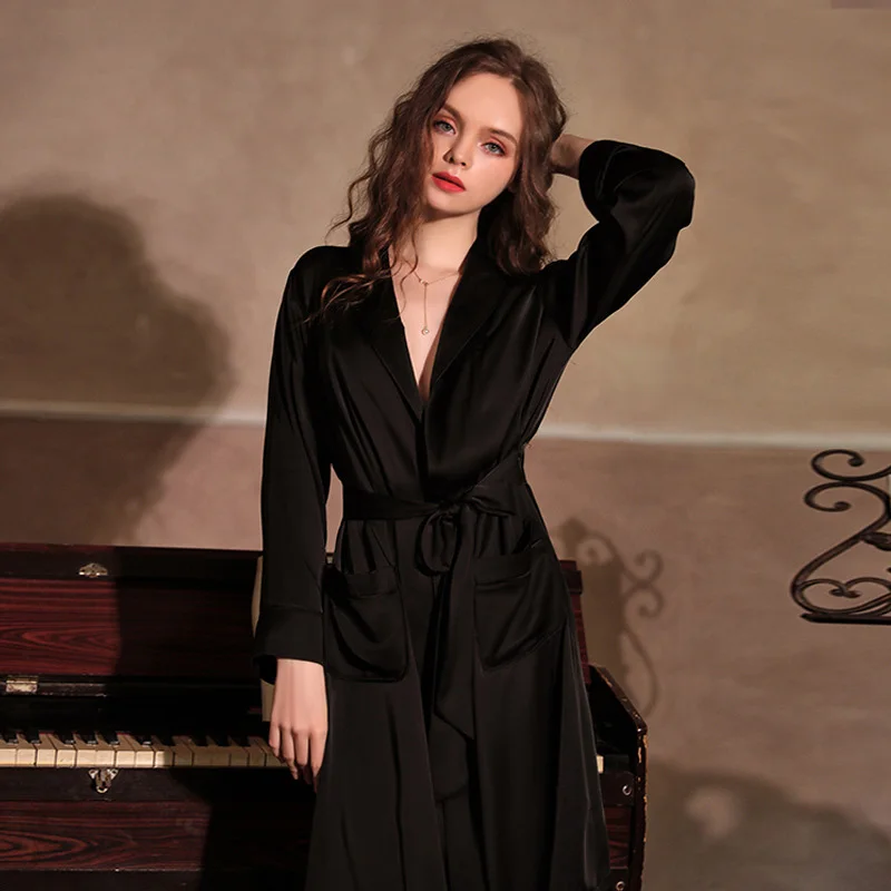 SR009 Satin Faux Silk Women's Bathrobe Sleepwear Sheer Silk Nightgown Solid Robes Lingerie Female Sexy Bridesmaid Kimono Robes