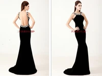 sexy backless formal 2018 vestidos floor length black crystal long mermaid free shipping party prom gown bridesmaid dresses