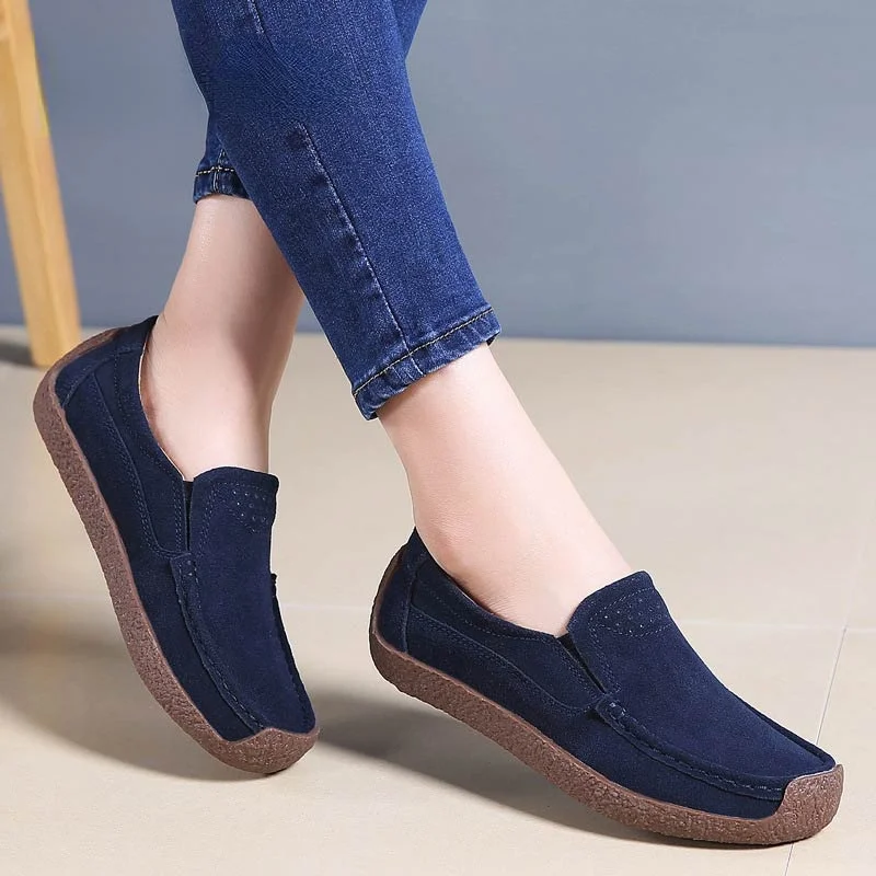 Casual Sneakers Women Shoes 2022  New Genuine Leather Comfortable Slip-on Flats Female Shoe Woman Sneaker Women Shoes