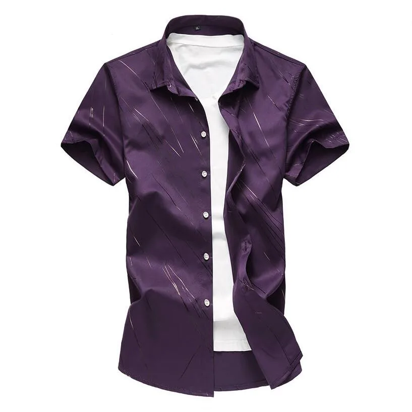 2019 Летняя мужская рубашка брендовая роскошная хлопковая с короткими рукавами