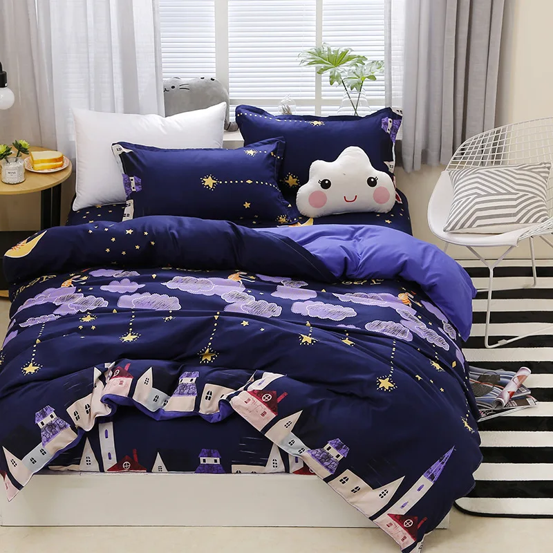

Moon Star Clouds Pattern Girl Boy Bed Cover Set Duvet Cover Adult Child Bed Sheet Pillowcase Comforter Bedding Set 61071