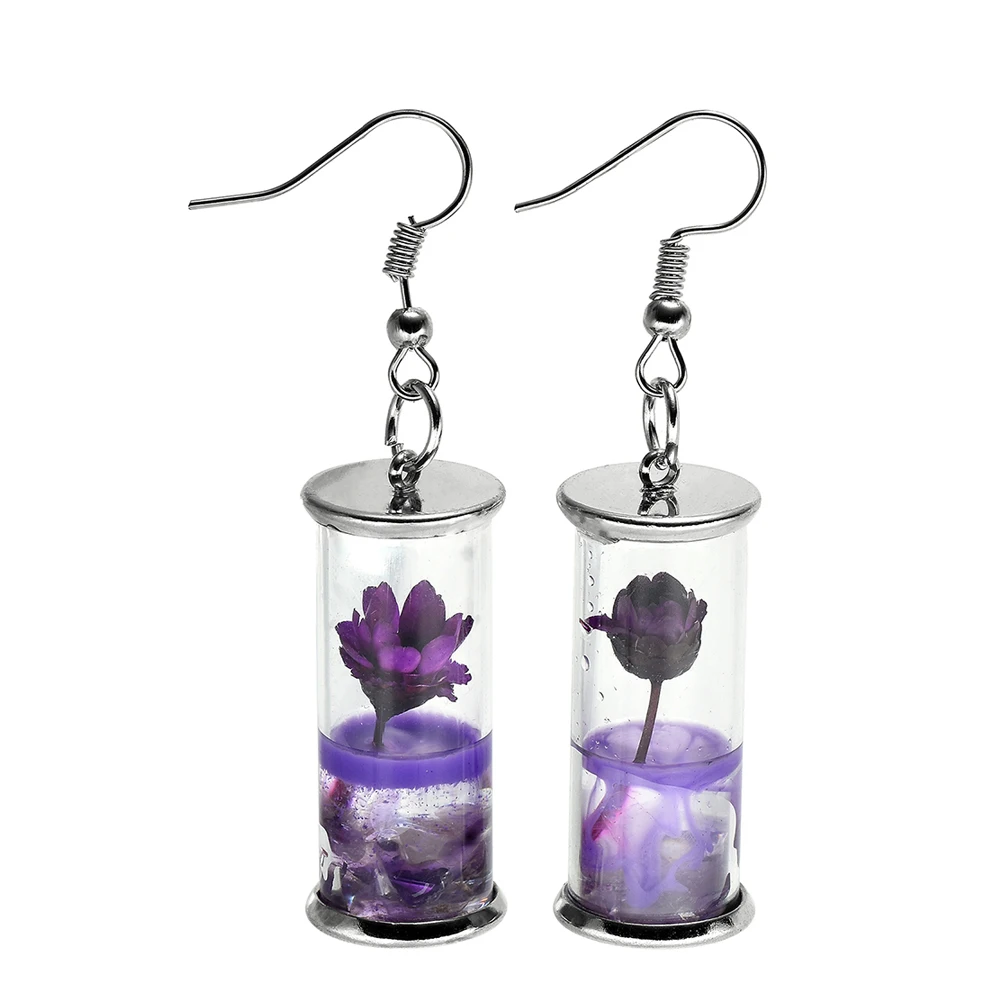 Модные неувядающие серьги в виде сушеных цветов с дрифтом бутылке Стеклянные