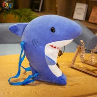 kawaii fish blue shark backpack shoulder school bags plush toys stuffed animals kids children boys girls adults birthday gifts