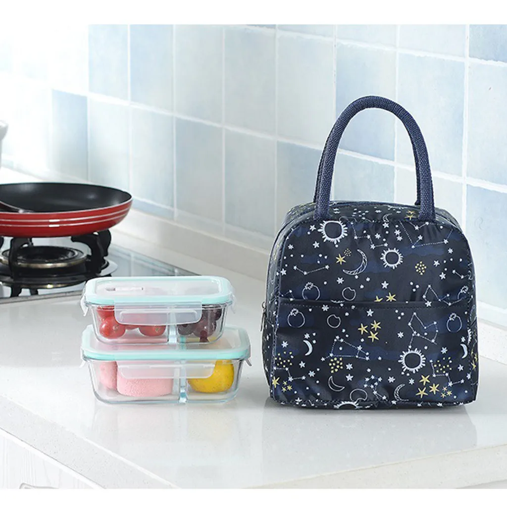 Сумка для еды bolsa termica, модная сумка для обеда, портативная, водонепроницаемая, толщина, для пикника, школы, офиса, с цветочным принтом, d90814