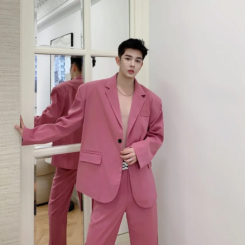 Мужские комплекты из 2 предметов Розовый Повседневный костюм куртка штаны