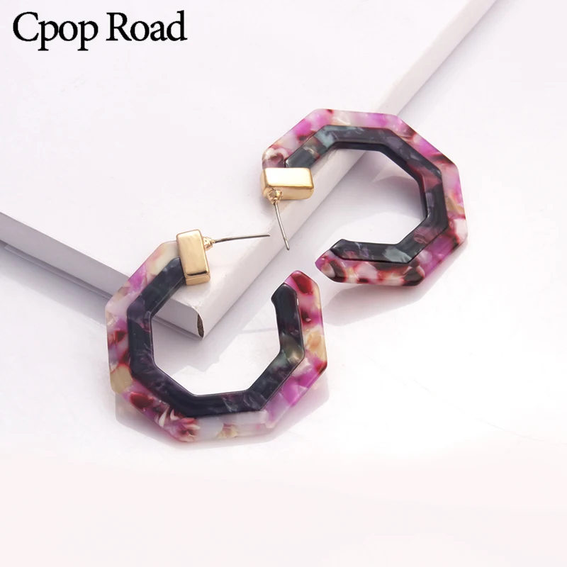 Модные круглые леопардовые серьги-кольца Cpop для женщин акриловые серьги из