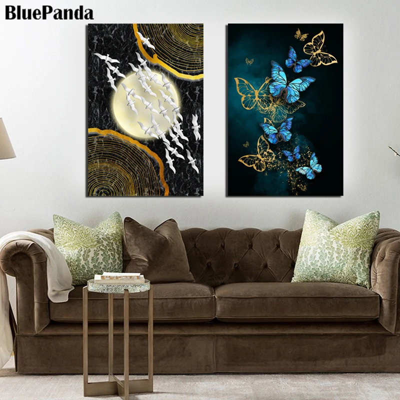 Абстрактные картины Wall Art принты светильник класса люкс луна бабочка Nordic