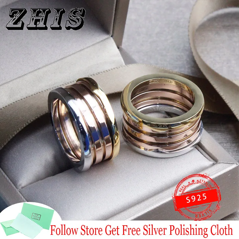 

Original S925 Silver Zero Ring For Lovers Spring Spiral Tricolor Shape Fashion Ring Banquet Ring Rome Logo Luxury Brand Jewelry