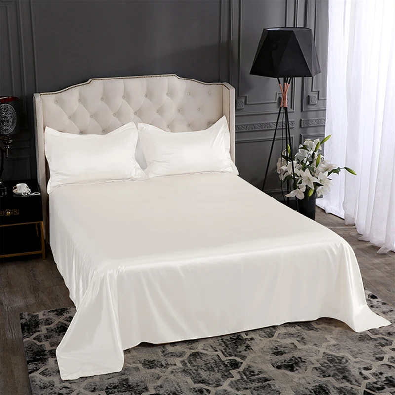 

Slowdream Christmas Black 100% Silk Healthy Bed Sheet Silky Pillowcase Flat Sheet Double Queen King Bed Linen Set For Women Gift