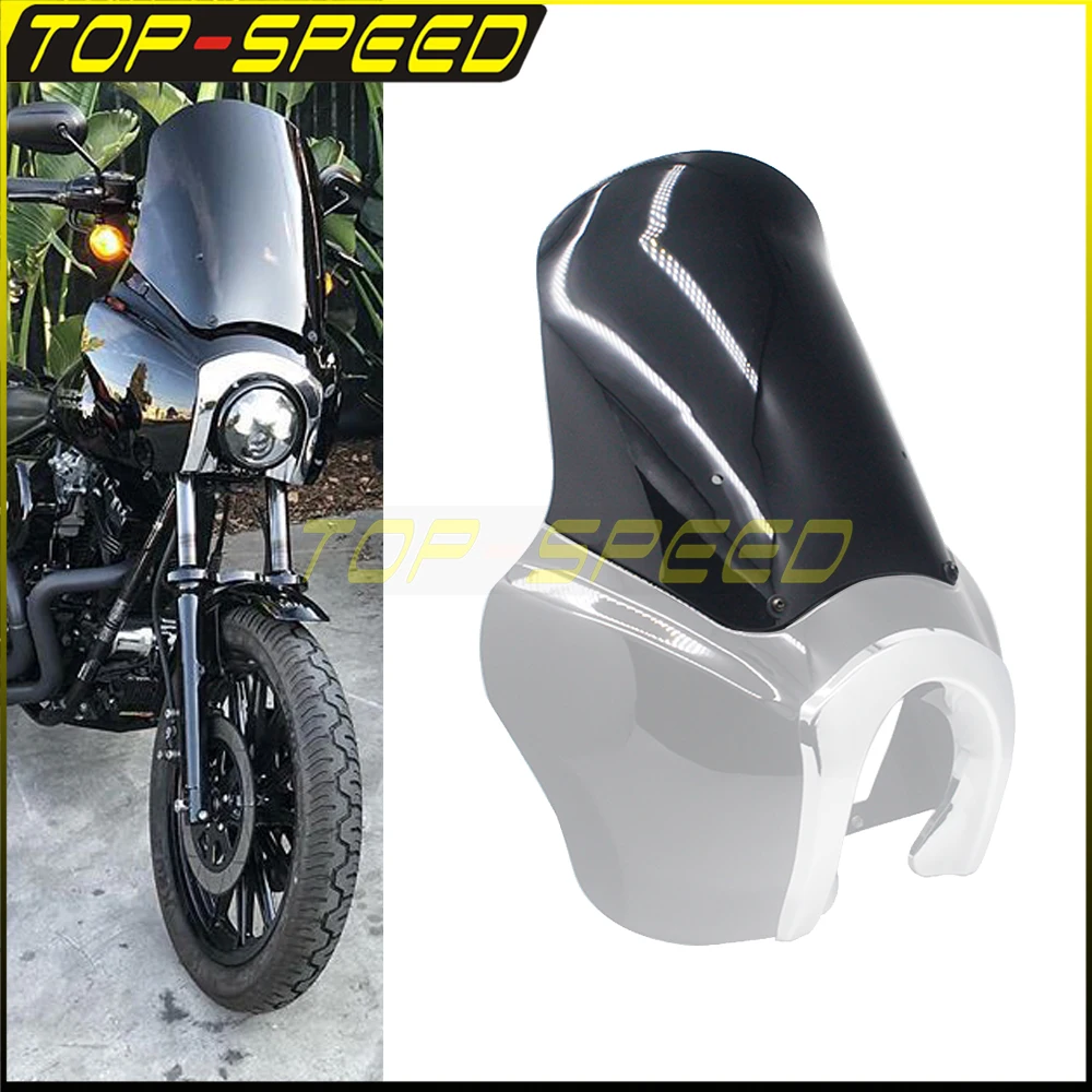 

Motorcycle Front Headlight Fairing Windshield Replacement Wind Screen 15" Air Deflector for Harley Dyna Sportster Softail Bob