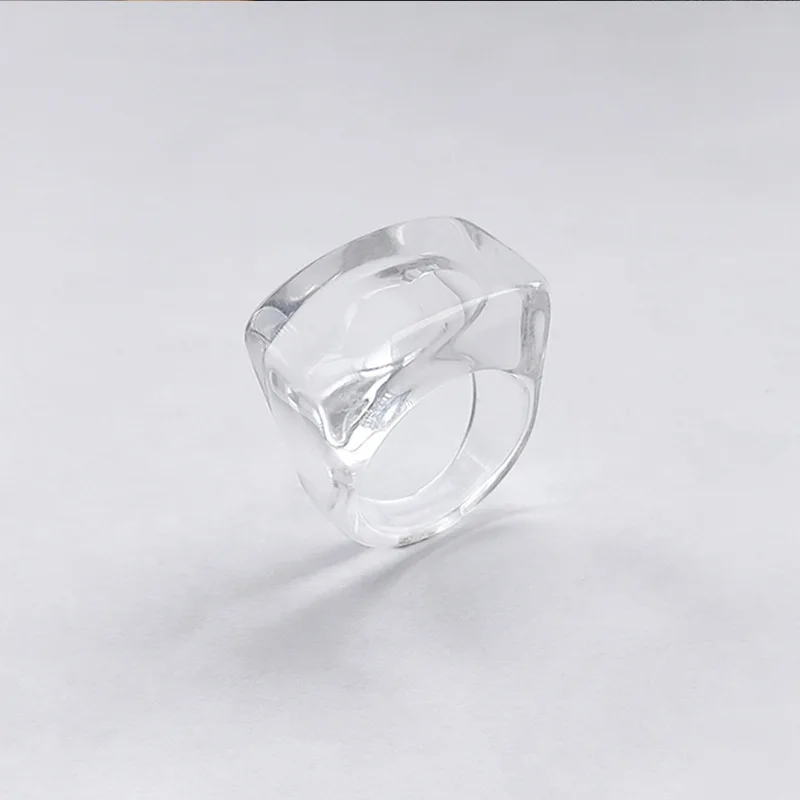 

Simple Acrylic Resin Ring for Female Clear Large Square Transparent Rings Ladies Korean Fashion Decorations Trendy Jewelry